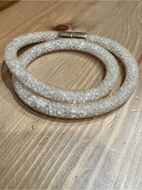 Swarovski Cream Crystal Mesh Double Wrap Bracelet with Gold Clasp